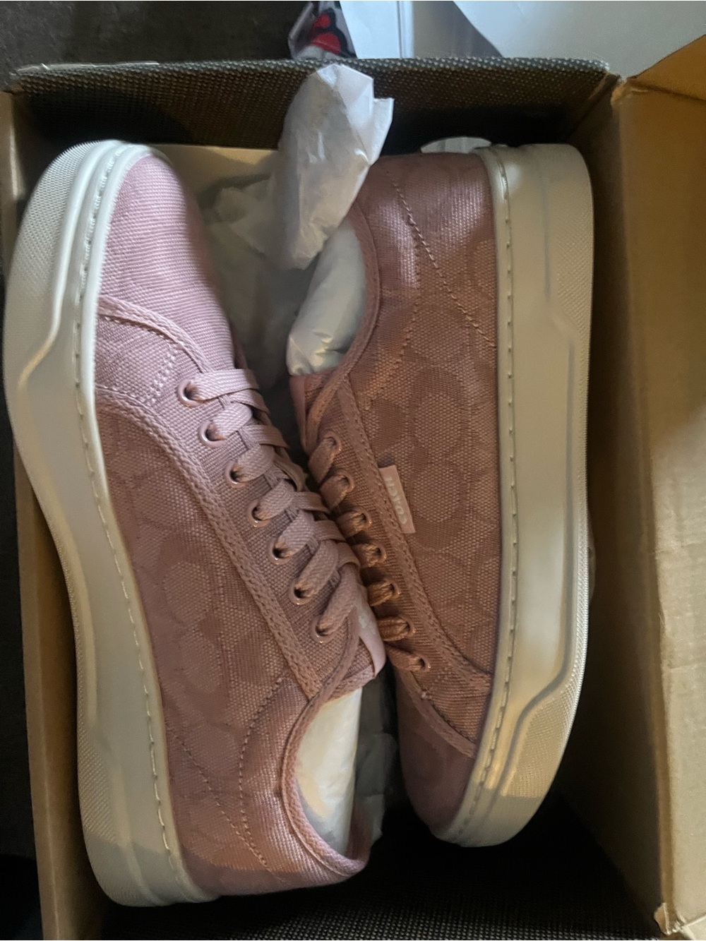 Coach Dusty Pink Signature Canvas Platform Sneakers